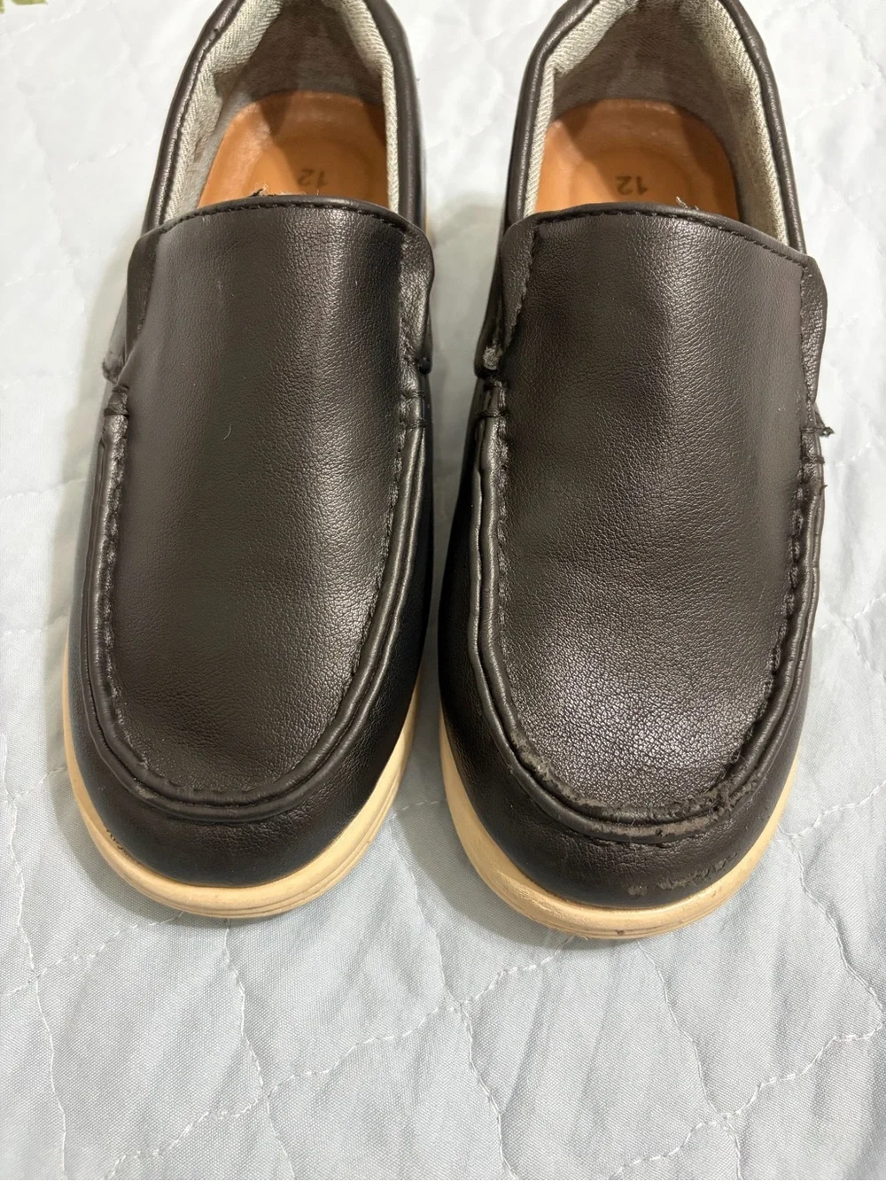 Dream Pairs Boys PreOwned Black SlipOn Loafers Faux Leather Size 12